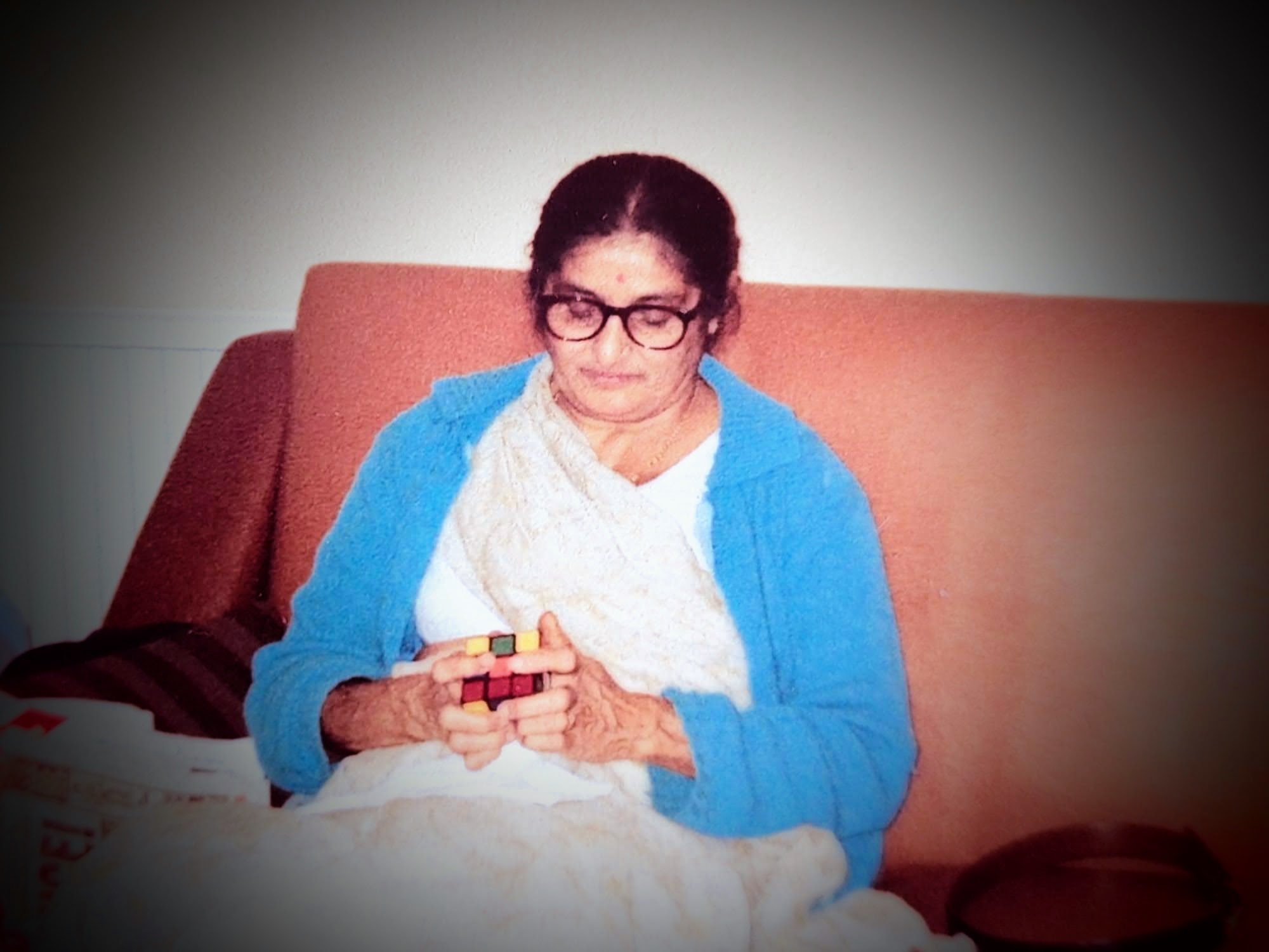my grandma with a rubiks cube in the 70s