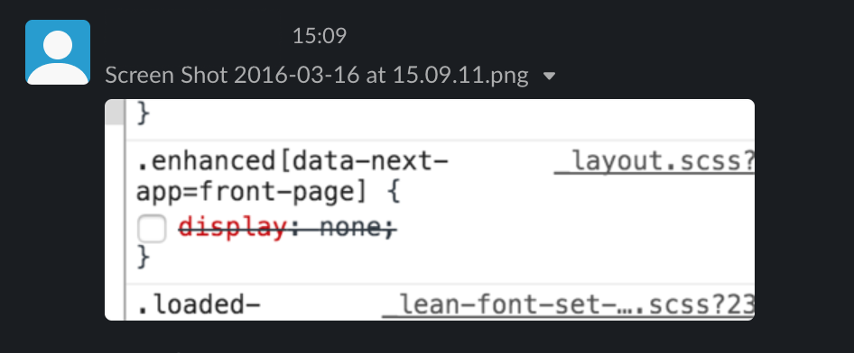 Dev tools showing display: none on the whole content