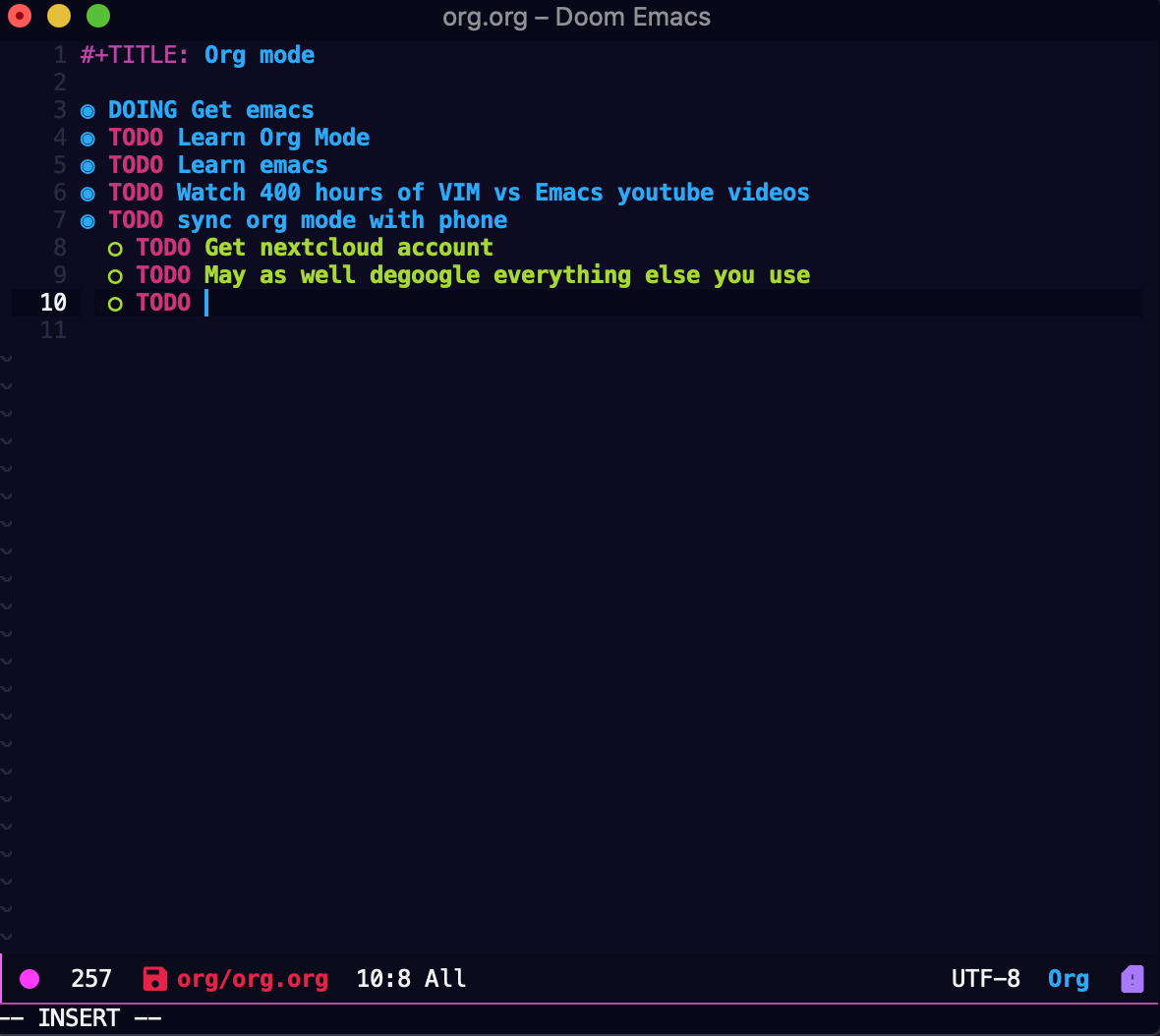 emacs org mode with stupid todo list