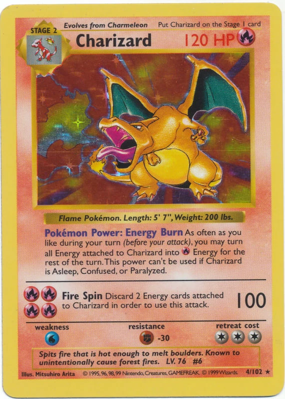 A shiny charizard card